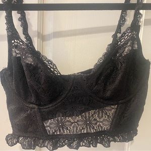 Size small, black, lace and satin bralette top